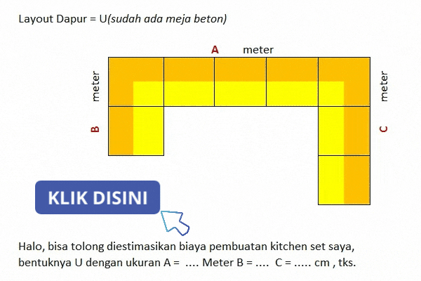 Klik untuk tanya perkiraan harga kitchen set via WhatsApp